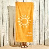 %100 Pamuk Hello Sunshine Plaj Havlusu Hardal (90X150 Cm) - 90 x 150 cm