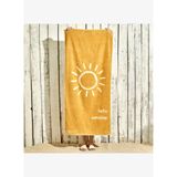 %100 Pamuk Hello Sunshine Plaj Havlusu Hardal (90x150 cm) Hardal