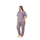 %100 Pamuk İp Askılı Büyük Beden Şortlu Kadın Pijama Takımı- Geniş Beden Aralığı Lila 2XL