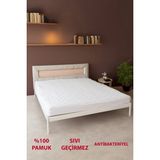 %100 Pamuk Kapitone Fitted Full Kenar Sıvı Geçirmez Yatak Koruyucu Alez Tek-Çift Kişilik-Beyaz - 150 x 200 cm
