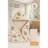 %100 Pamuk Kapüşonlu Bebek Havlusu + Bebek Lifi 2’Li Banyo Seti