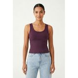 %100 Pamuk Kaşkorse V Sırt Detaylı Günlük Basic Crop Top Kadın Atleti/Bluz (Mor, S)