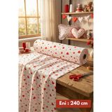 %100 Pamuk Kırmızı Kalpli Poplin Kumaş En: 240 Cm Nevresim, Çarşaf, Yastık Kılıfı, Elbise Ve Çanta