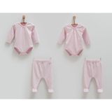 %100 Pamuk Kız Bebek 4'lü Takım (1 Body ve 1 Pantolon 0-1 Ay )(1 Body ve 1 Pantolon 1-3AY ) - Lila - 0 - 3 Ay