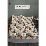 %100 Pamuk Lastikli Çarşaf Özel Tasarım 5d Dijital 60 Tel Brown - Bej - Antrasit - 160 x 200