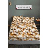%100 Pamuk Lastikli Çarşaf Özel Tasarım 5d Dijital 60 Tel Gold - Altın - 180 x 200