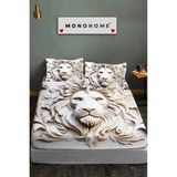 %100 Pamuk Lastikli Çarşaf Özel Tasarım 5d Dijital 60 Tel Lion - Petrol Yeşili - 160 x 200