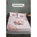 %100 Pamuk Lastikli Çarşaf Özel Tasarım 5d Dijital 60 Tel Pink - Pudra Pembe - 160 x 200