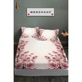 %100 Pamuk Lastikli Çarşaf Özel Tasarım 5d Dijital 60 Tel Pudra - Pudra - Ekru - 180 x 200