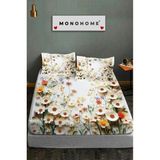 %100 Pamuk Lastikli Çarşaf Özel Tasarım 5d Dijital 60 Tel White - Beyaz - 180 x 200