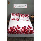 %100 Pamuk Lastikli Çarşaf Özel Tasarım 5d Dijital 60 Tell Feathers - Kırmızı - 180 x 200