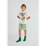 %100 Pamuk Minecraft Lisanslı Regular Fıt 2'li Ekru Pijama Takımı Erkek Çocuk