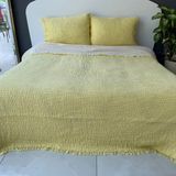 %100 Pamuk Muslin Battaniye, 4 Katlı Yatak Örtüsü, Yumuşak Türk Pamuğu Muslin Yatak Örtüsü, Ters Çevrilebilir Örtü, Sarı (47x71-120x180 cm)