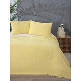 %100 Pamuk Muslin Battaniye, 4 Katlı Yatak Örtüsü, Yumuşak Türk Pamuğu Muslin Yatak Örtüsü, Ters Çevrilebilir Örtü, Sarı (Çift Kişilik Boyut 63x90-160x230 cm)
