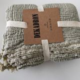 %100 Pamuk Muslin Battaniye, 4 Katlı Yatak Örtüsü, Yumuşak Türk Pamuğu Muslin Yatak Örtüsü, Ters Çevrilebilir Örtü, Yeşil (47x71-120x180 cm)