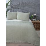 %100 Pamuk Muslin Battaniye, 4 Katlı Yatak Örtüsü, Yumuşak Türk Pamuğu Muslin Yatak Örtüsü, Ters Çevrilebilir Örtü, Yeşil (Çift Kişilik Boyut 63x90-160x230 cm)