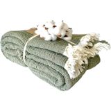 %100 Pamuk Muslin Battaniye 4 Katlı Yatak Örtüsü Yumuşak Türk Pamuğu Muslin Yatak Örtüsü Ters Çevrilebilir Örtü Zeytin Yeşili Çarşaf Boyut Seçenekleri (230x260 cm 91x102 inç)