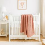 %100 Pamuk Müslin Bebek Battaniyesi 4 Katlı Kiremit Renk 100X120 cm - 100 x 120 cm - Renkli