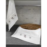 %100 Pamuk & Nakışlı Havlu Takımı - 2'li Dantelli Havlu Seti - 40X60 cm - Ekru - 40 x 60 cm
