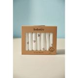 %100 Pamuk Organik Bebek Ağız Mendili 7'li Set, 25X25 cm Yumuşak&hipoalerjenik - Beyaz - 0 - 6 Yaş