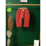 %100 Pamuk Organik Bebek Pantolonu – Yumuşak Kumaş, Esnek Bel, Unisex Tasarım - Kiremit - 6 - 12 Ay