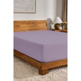 %100 Pamuk Penye Kumaş Lastikli Çarşaf - Fitted - Yumuşak - Kaliteli Tek Kişilik - Çift Kişilik - Lila - 180x200+30 cm