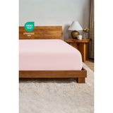 %100 Pamuk Penye Kumaş Lastikli Çarşaf - Fitted - Yumuşak - Kaliteli Tek Kişilik - Çift Kişilik - Pudra - 100x200+30 cm