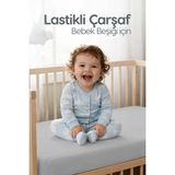 %100 Pamuk Penye Lastikli Bebek Çarşafı | Nefes Alan Yapı, Park Yatak ve Beşik Tüm Ebatlarla Uyumlu - Açık Gri - 70x110