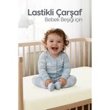 %100 Pamuk Penye Lastikli Bebek Çarşafı | Nefes Alan Yapı, Park Yatak ve Beşik Tüm Ebatlarla Uyumlu - Krem - 70x110