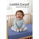%100 Pamuk Penye Lastikli Bebek Çarşafı | Nefes Alan Yapı, Park Yatak ve Beşik Tüm Ebatlarla Uyumlu - Lacivert - 70x110