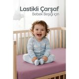 %100 Pamuk Penye Lastikli Bebek Çarşafı | Nefes Alan Yapı, Park Yatak ve Beşik Tüm Ebatlarla Uyumlu - Lila - 70x110