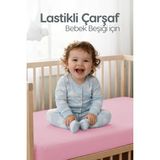 %100 Pamuk Penye Lastikli Bebek Çarşafı | Nefes Alan Yapı, Park Yatak ve Beşik Tüm Ebatlarla Uyumlu - Pembe - 70x110