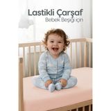 %100 Pamuk Penye Lastikli Bebek Çarşafı | Nefes Alan Yapı, Park Yatak ve Beşik Tüm Ebatlarla Uyumlu - Somon - 70x110