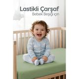 %100 Pamuk Penye Lastikli Bebek Çarşafı | Nefes Alan Yapı, Park Yatak ve Beşik Tüm Ebatlarla Uyumlu - Yeşil - 70x110