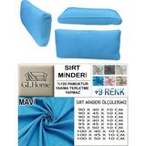 %100 Pamuk Petek 2 Adet Sırt Minderi Kılıfı - 40 x 100 cm - Mavi