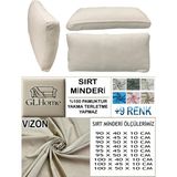 %100 Pamuk Petek 2 Adet Sırt Minderi Kılıfı - 40 x 100 cm - Vizon