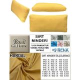 %100 Pamuk Petek 2 Adet Sırt Minderi Kılıfı - 40 x 90 cm - Hardal