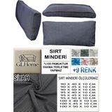 %100 Pamuk Petek 2 Adet Sırt Minderi Kılıfı - 45 x 90 cm - Siyah