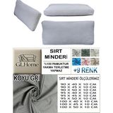 %100 Pamuk Petek 2 Adet Sırt Minderi Kılıfı - 50 x 100 cm - Koyu Gri