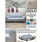 %100 Pamuk Petek Kumaş 3 Lü Komple Giydirme Kanepe & Çekyat, Bohem, Porto, Vb. Model Koltuk Kılıfı - 180 x 240 cm - Gri