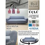 %100 Pamuk Petek Kumaş 3 Lü Komple Giydirme Kanepe & Çekyat, Bohem, Porto, Vb. Model Koltuk Kılıfı - 180 x 240 cm - Koyu Gri