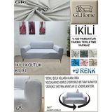 %100 Pamuk Petek Kumaş Çift Kişilik Komple Giydirme 2'li Kanepe, Bohem,porto, Vb Model Koltuk Kılıfı - 120 x 160 cm - Gri