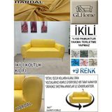 %100 Pamuk Petek Kumaş Çift Kişilik Komple Giydirme 2'li Kanepe, Bohem,porto, Vb Model Koltuk Kılıfı - 120 x 160 cm - Hardal
