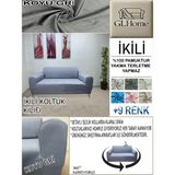 %100 Pamuk Petek Kumaş Çift Kişilik Komple Giydirme 2'li Kanepe, Bohem,porto, Vb Model Koltuk Kılıfı - 120 x 160 cm - Koyu Gri