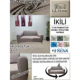 %100 Pamuk Petek Kumaş Çift Kişilik Komple Giydirme 2'li Kanepe, Bohem,porto, Vb Model Koltuk Kılıfı - 120 x 160 cm - Sütlü Kahve