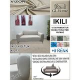 %100 Pamuk Petek Kumaş Çift Kişilik Komple Giydirme 2'li Kanepe, Bohem,porto, Vb Model Koltuk Kılıfı - 120 x 160 cm - Vizon