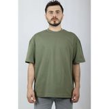 %100 Pamuk Premium Oversize Bisiklet Yaka Erkek Tişört | Ventov Haki - S