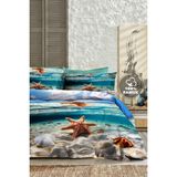%100 Pamuk Ranforce Çeyizlik Luxury 5d Dijital Çift Kişilik Nevresim Takımı Deep Sea - Mavi - 200 x 220 cm