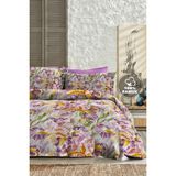 %100 Pamuk Ranforce Çeyizlik Luxury 5d Dijital Çift Kişilik Nevresim Takımı Embroidery Dreams - Lila - Beyaz - 200 x 220 cm