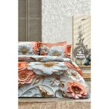 %100 Pamuk Ranforce Çeyizlik Luxury 5d Dijital Çift Kişilik Nevresim Takımı Gold Rose - Acı Kahve - 200 x 220 cm